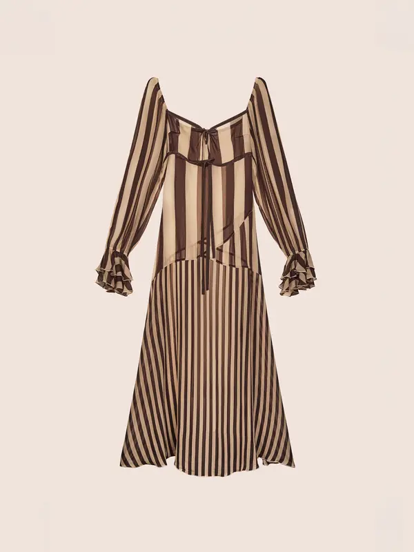 Gingerbread Brown Striped Dress