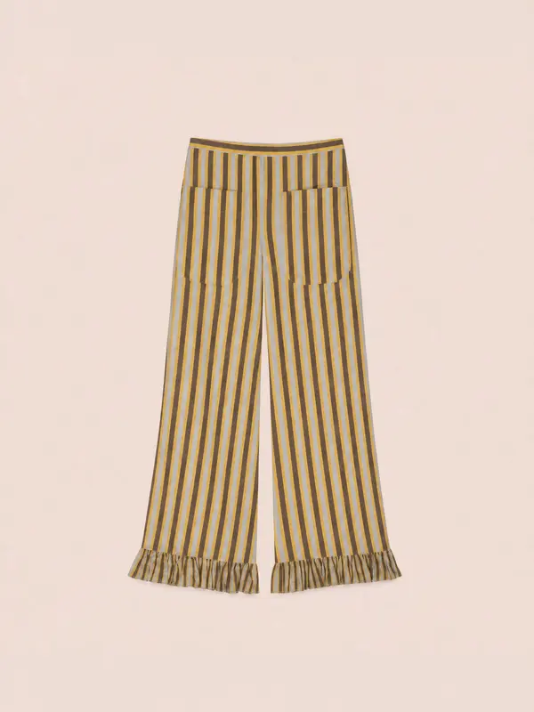 Golden Serenity Striped Pants