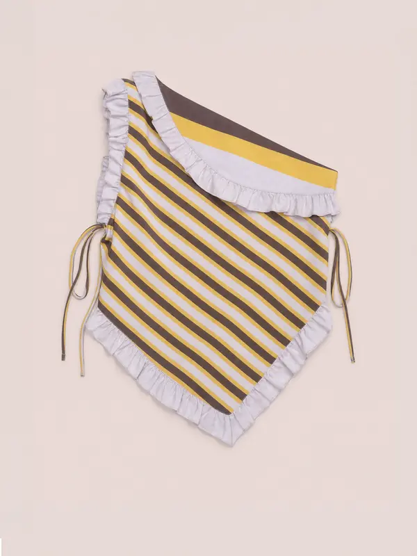 Golden Sunlit Striped Asymmetric Top