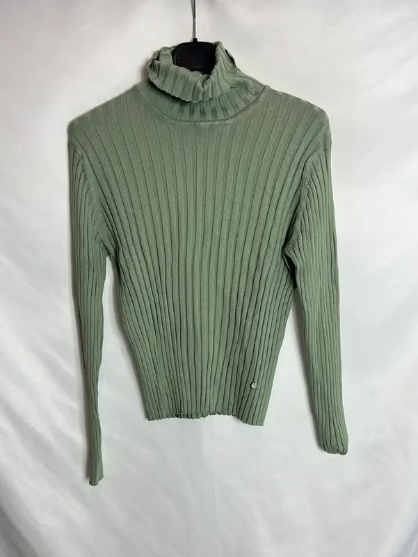 GREEN COAST. Jersey verde canalé. T M