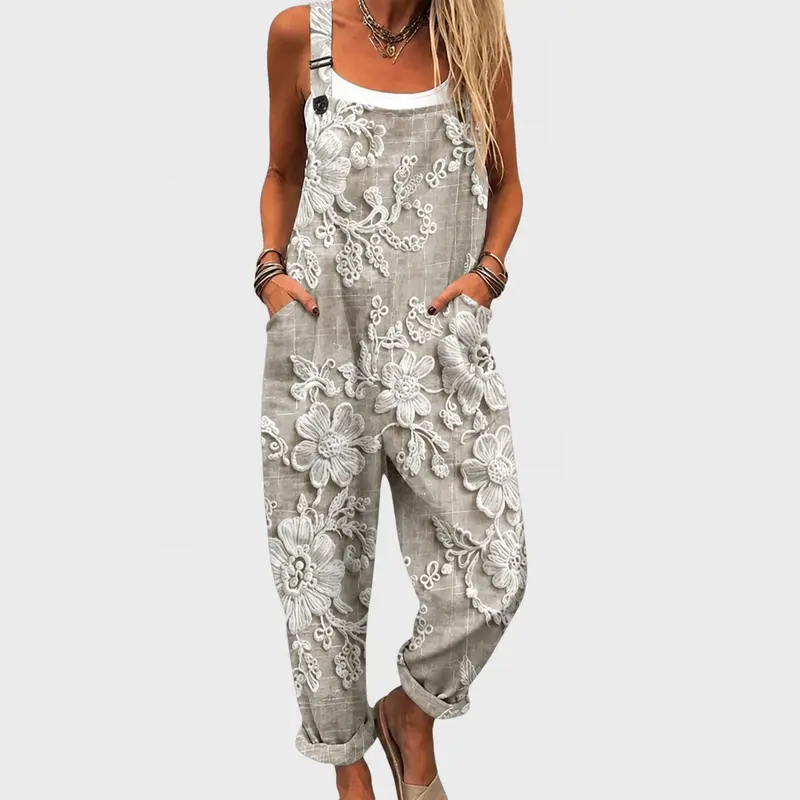 Grey | Comfortable Printed Jumpsuit — Style 33
