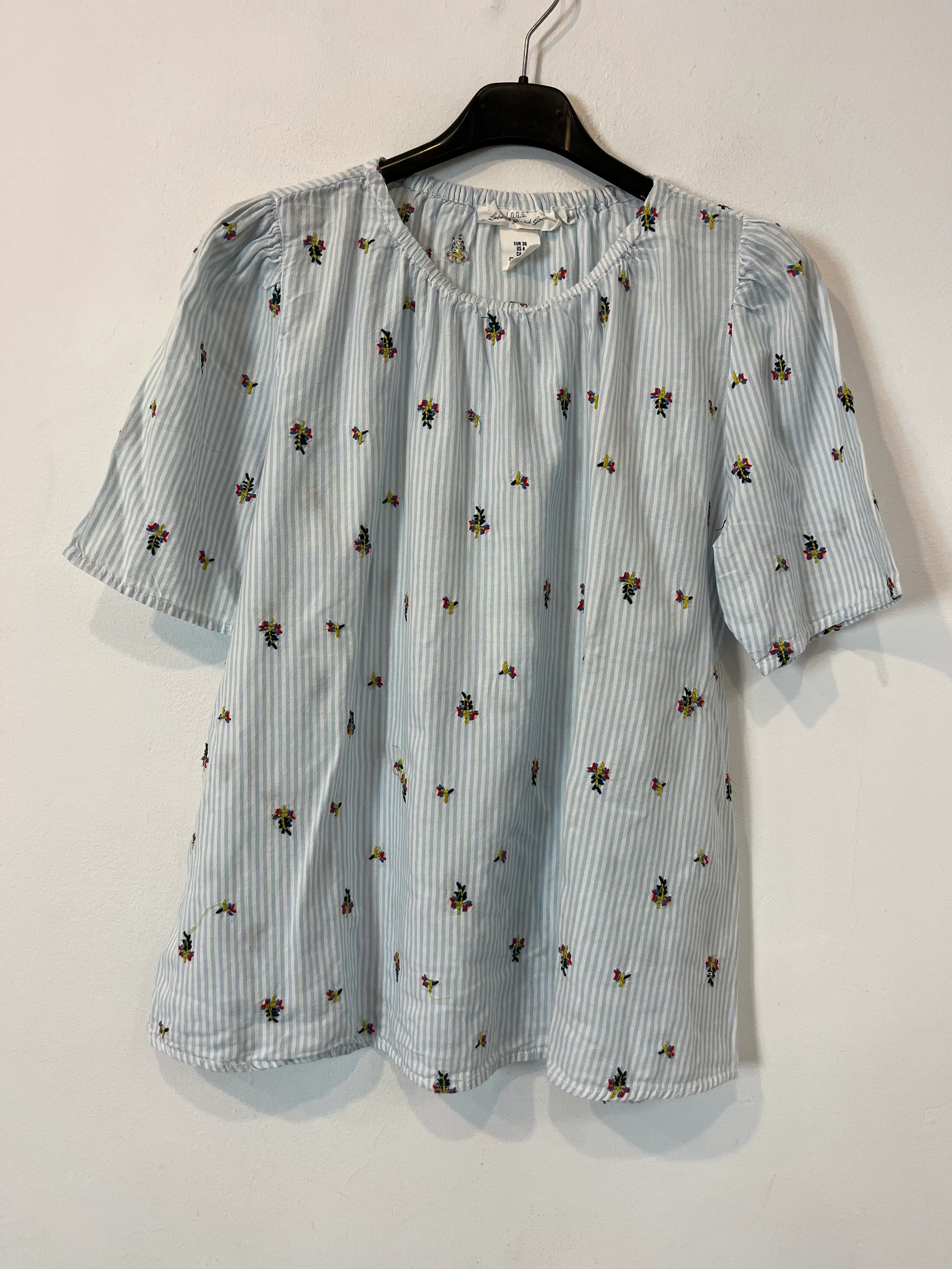 H&M. Blusa rayas bordada. T S