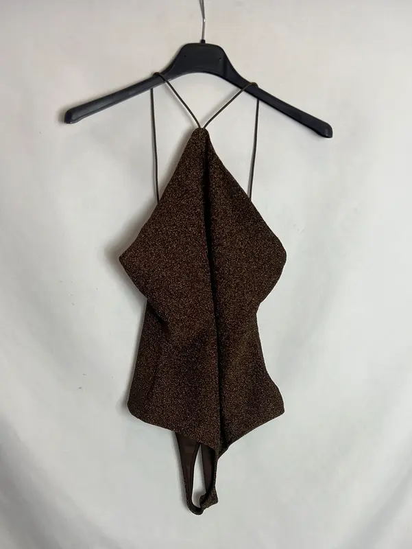 H&M. Body marron purpurina . T S