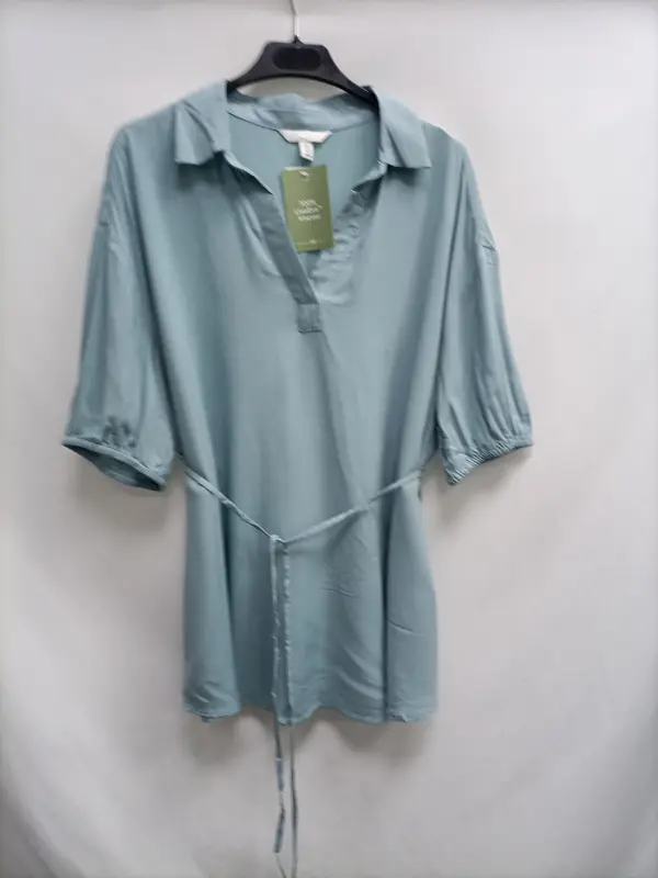 H&M.Camisa azul manga corta T.M