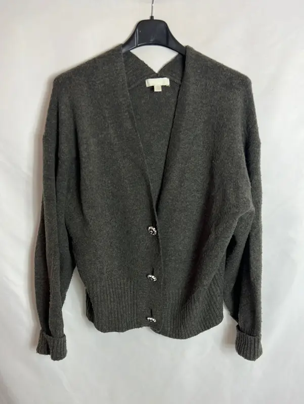 H&M. Chaqueta punto verde botones. T S