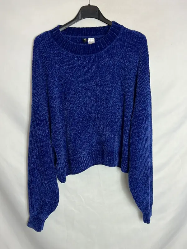 H&M. Jersey azul aterciopelado T.m