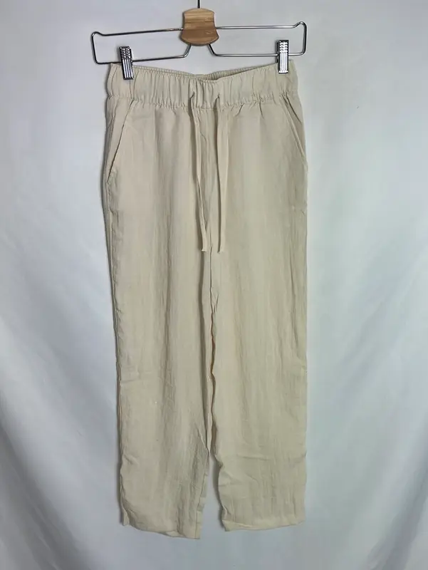 H&M. Pantalones beige efecto Lino. T XS