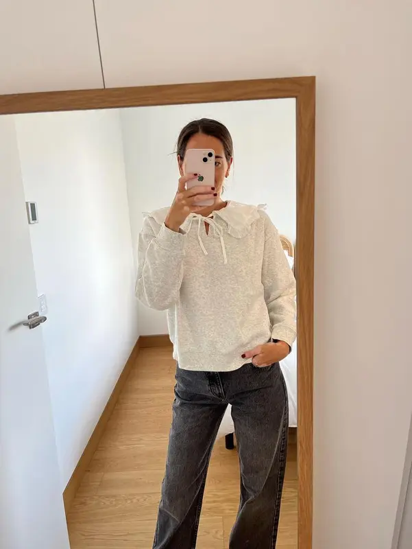 H&M. sudadera gris cuello T.m