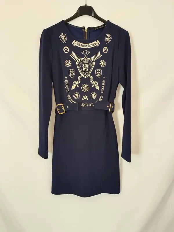 H.PREPPY. Vestido azul neopreno bordado T.s