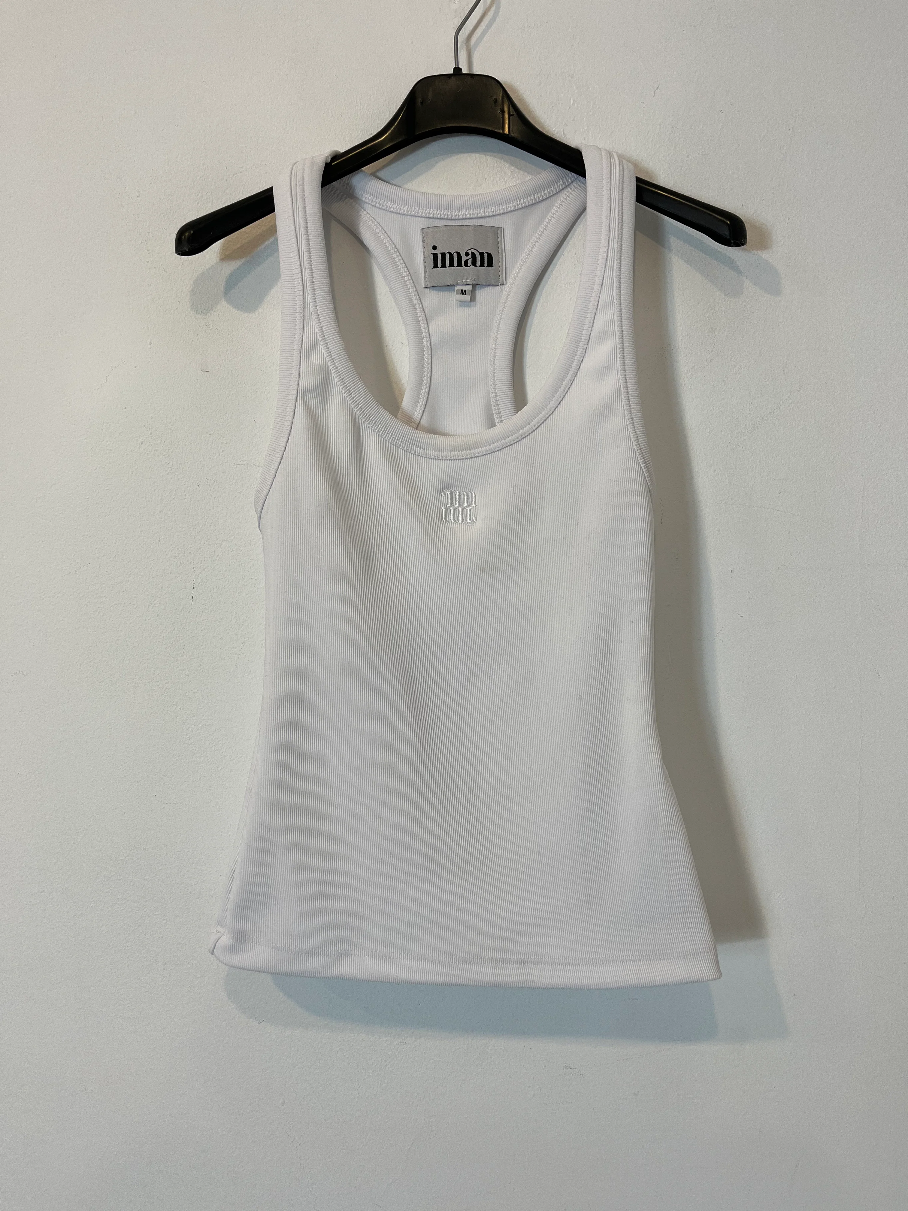IMAN. Top blanco canalé T.m