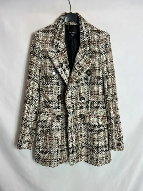 INDEFEIR. Abrigo tweed cruzado T.s