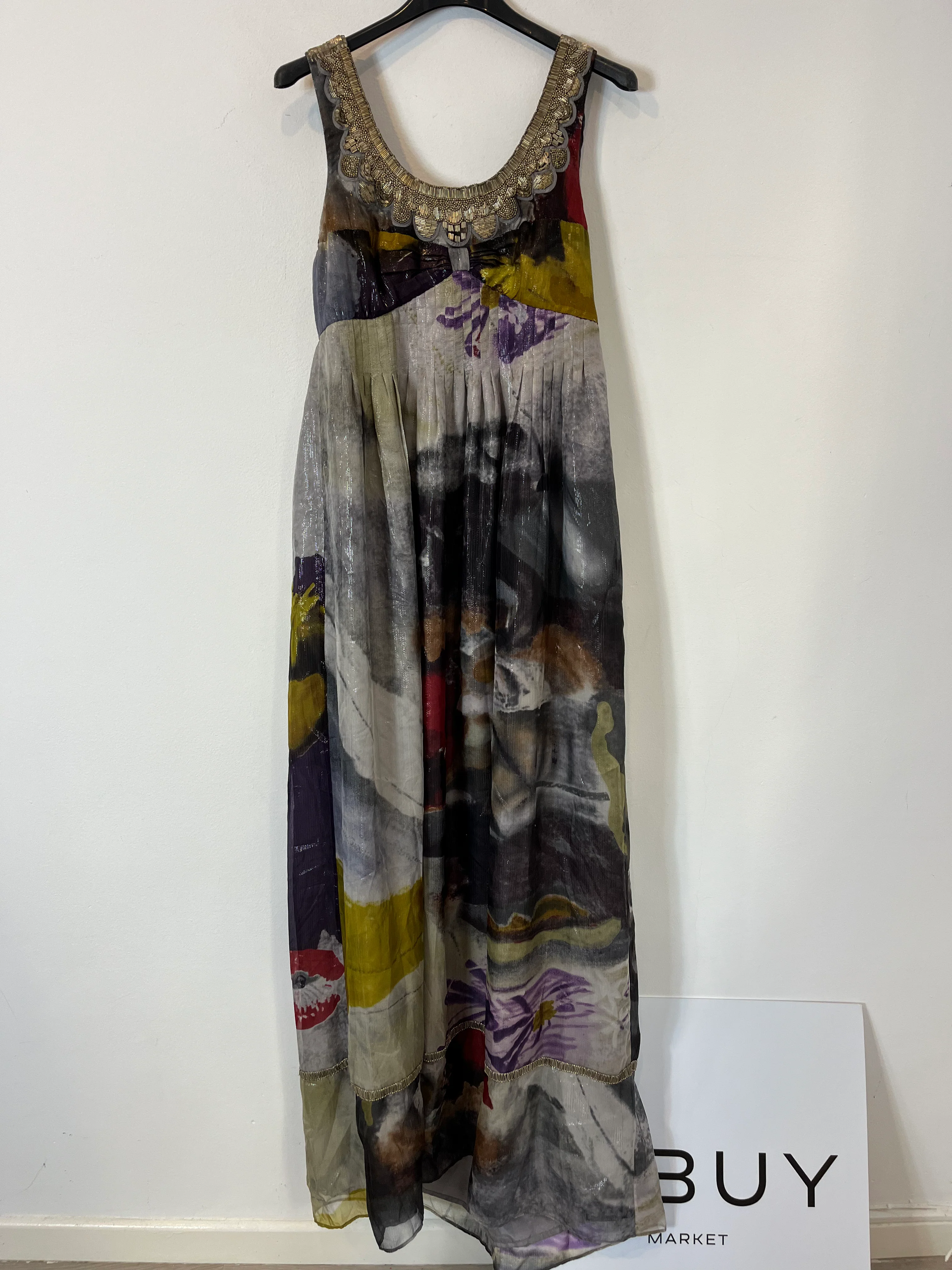 INTROPIA. Vestido largo abalorios. T 38