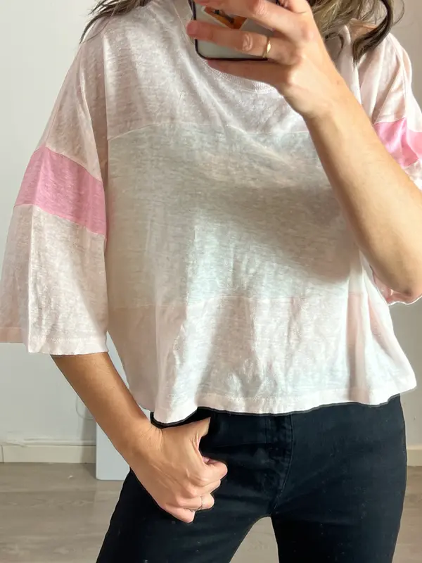 IRO. Camiseta rayas lino T.xs