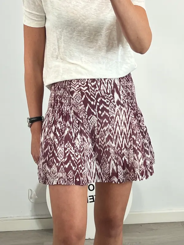 IRO. Falda corta fluida estampada. T 38