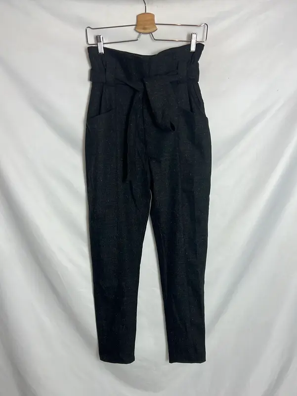 IRO. Pantalón gris marengo jaspeado cintura alta. T 34