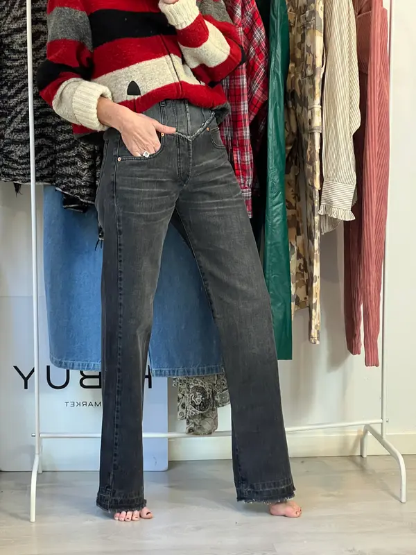 ISABEL MARANT . Denim gris abotonado cintura alta. T 34