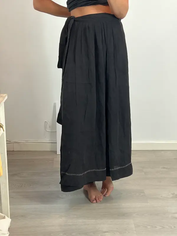 ISABEL MARANT. Falda larga seda cruzada T.38