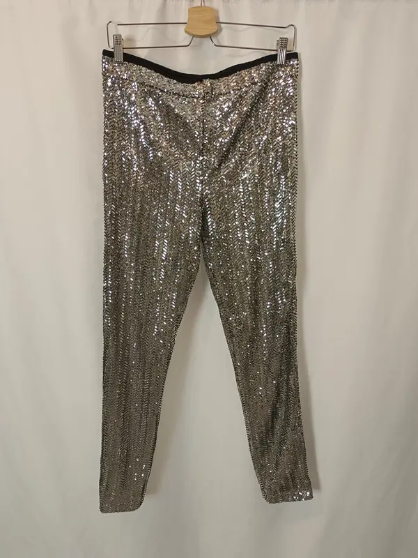 ISABEL MARANT. Pantalón lentejuelas plateadas T.42