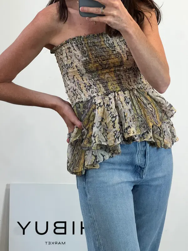 ISABEL MARANT. Top seda estampado volante