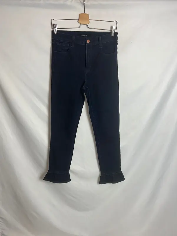 J BRAND. Denim oscuro cropped volante. T 27(36)