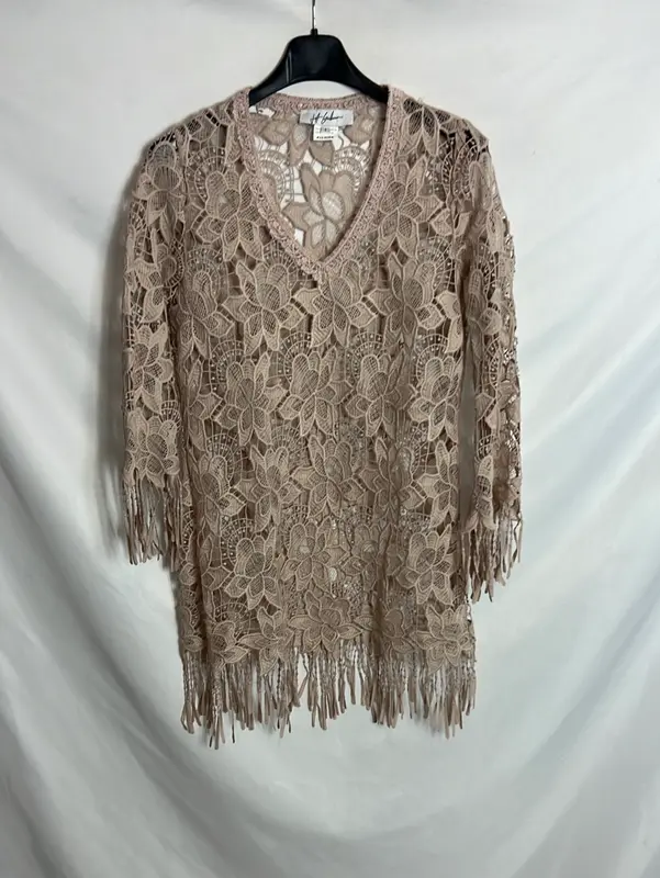 JEFF GALLANO. Top rosa palo encaje. T S