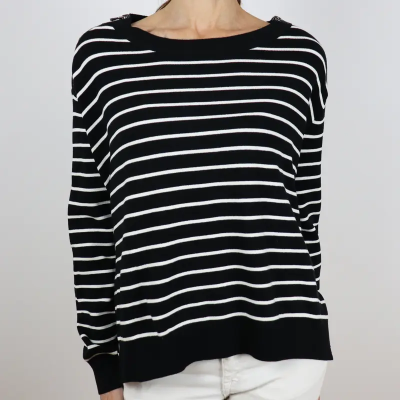 Jersey corto de rayas blanco y negro