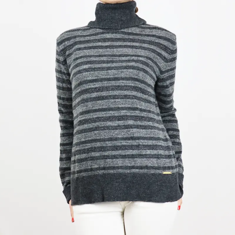 Jersey de cuello alto rayas gris