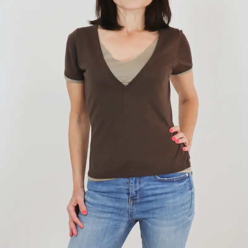 Jersey de pico manga corta dos tonos Weekend Max Mara