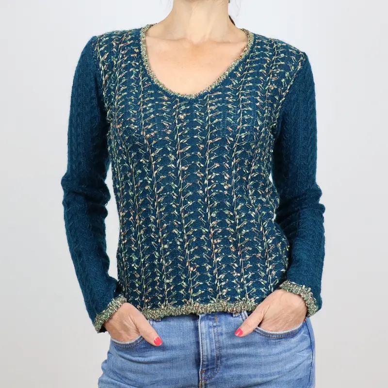 Jersey de pico verde calado Selvatgi
