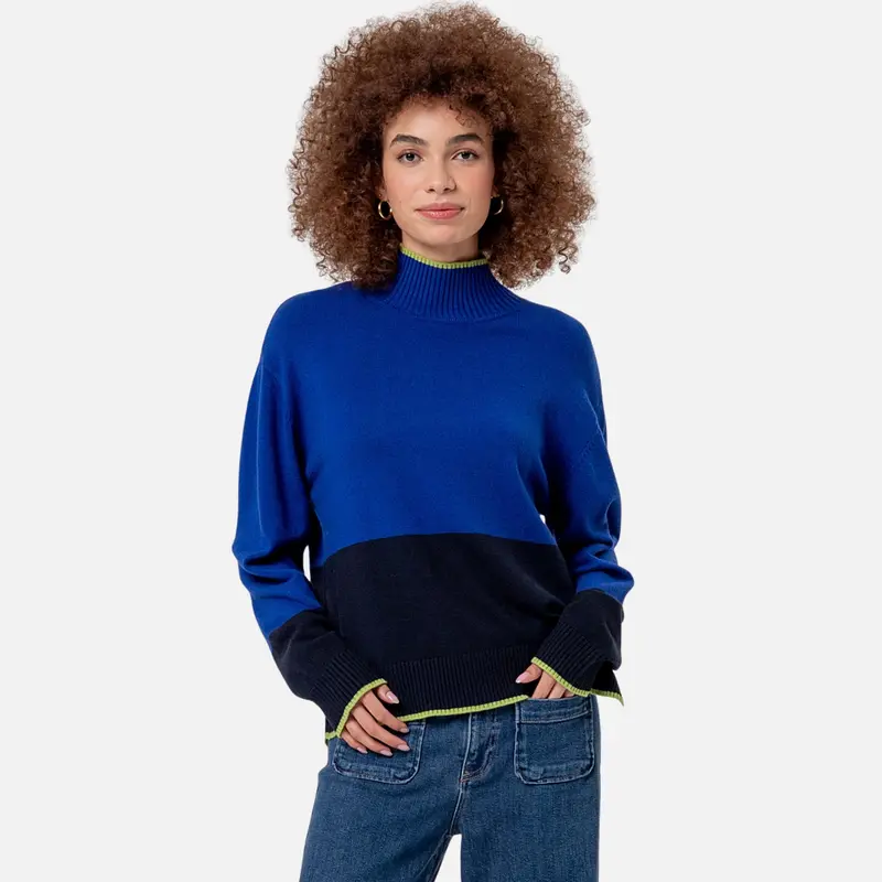 Jersey de punto bicolor con cuello perkins - Surkana