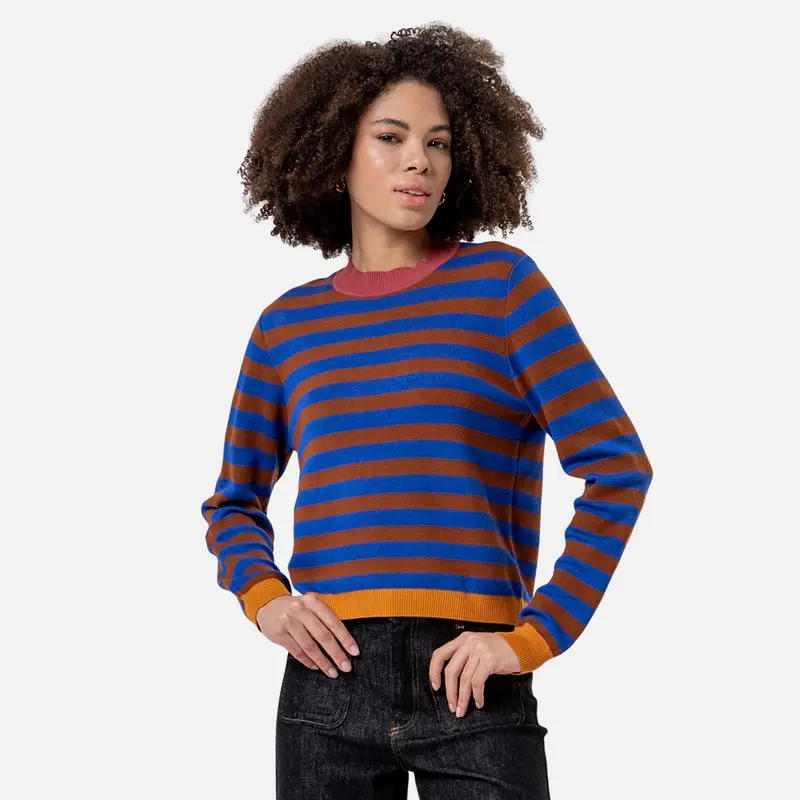 Jersey de punto de rayas con cuello redondo - Surkana