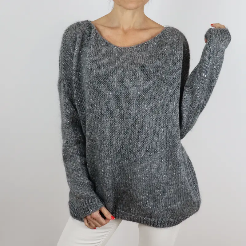 Jersey de punto gris con brillo
