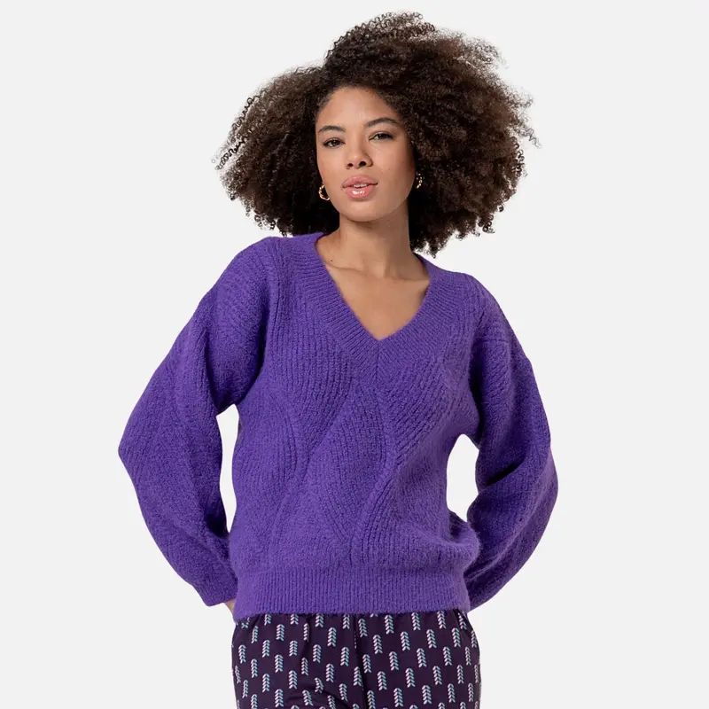Jersey escote pico morado - Surkana