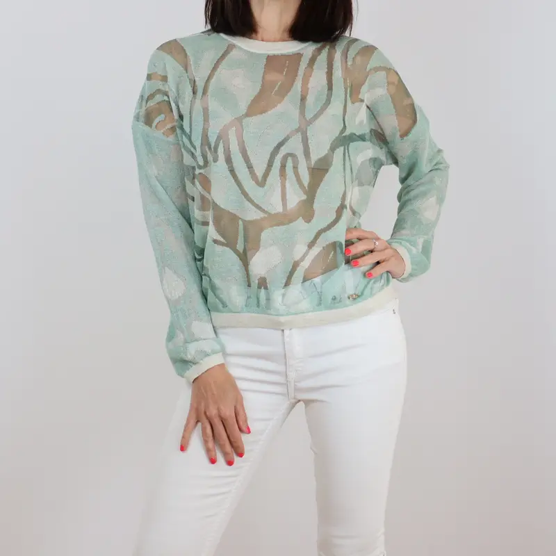 Jersey fino estampado verde transparente DBDA