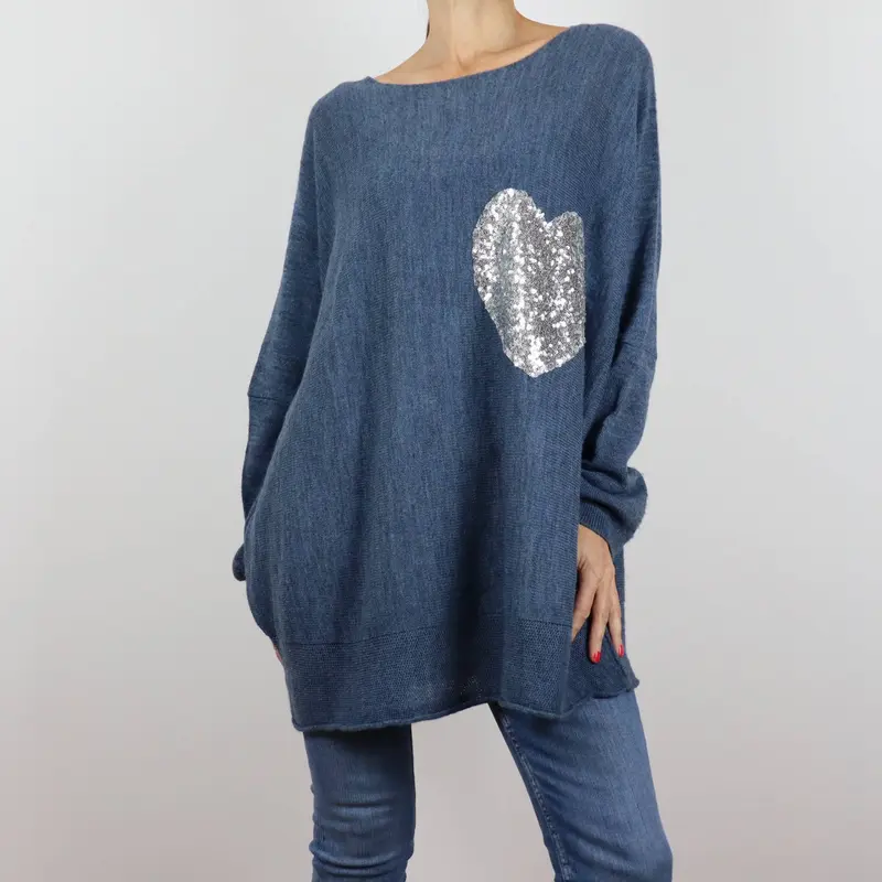 Jersey fino oversize azul