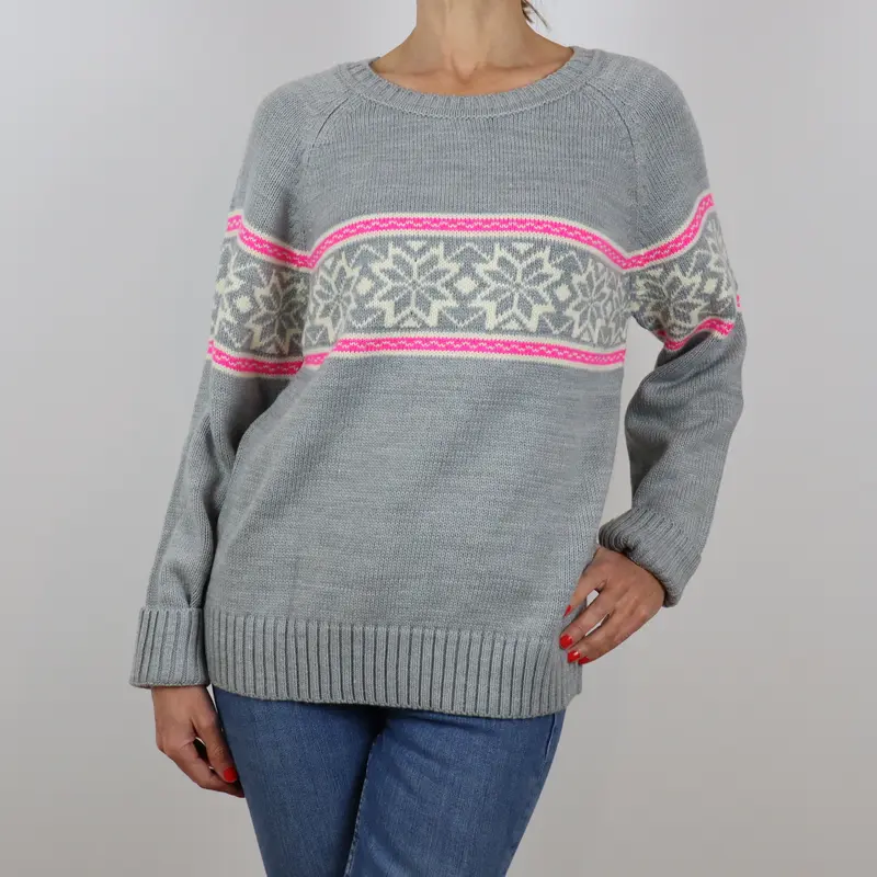Jersey gris estampado nórdico rosa