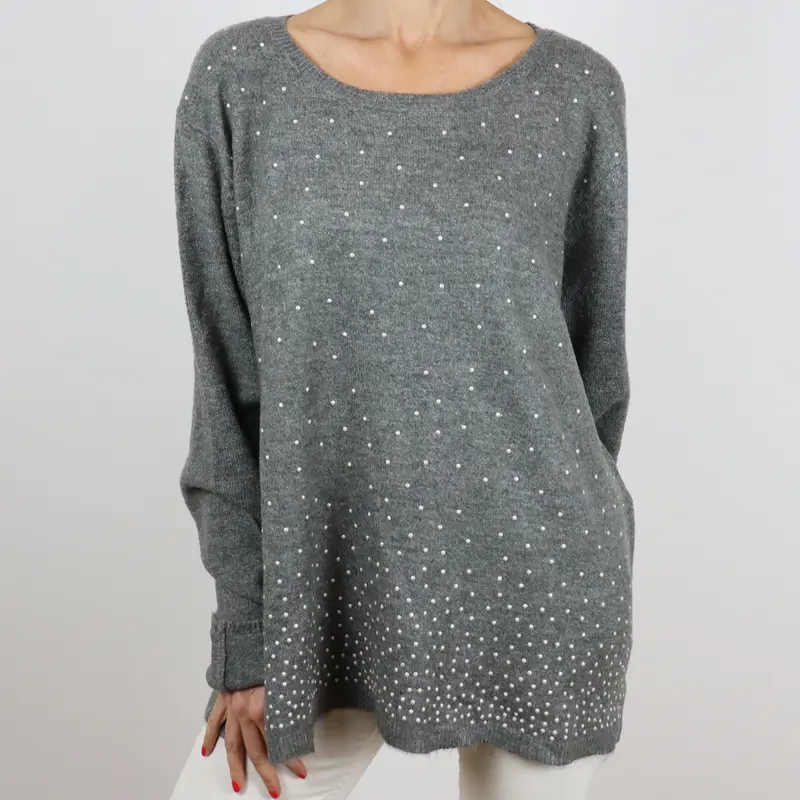Jersey gris estampado perlas