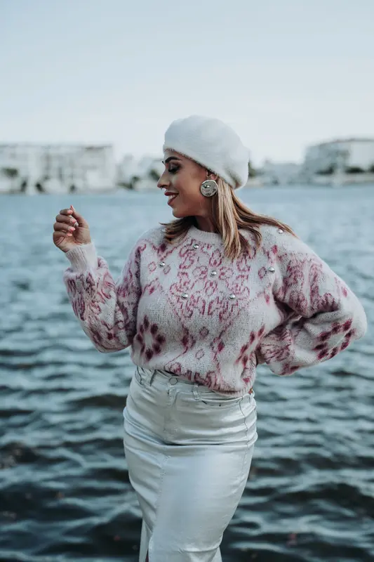 Jersey lana con tachuelas rosa