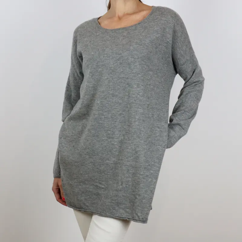 Jersey largo gris detalle botones laterales