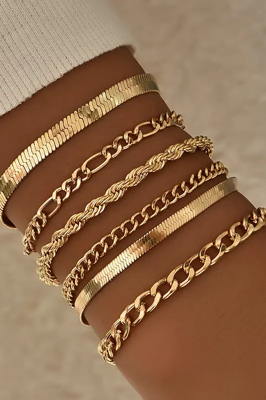 Junia - Conjunto de 6 Pulseras de Cadena Cubana