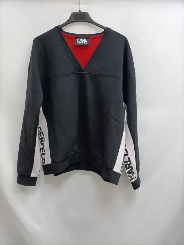 KARL LAGERFELD. Sudadera negra raya T.s