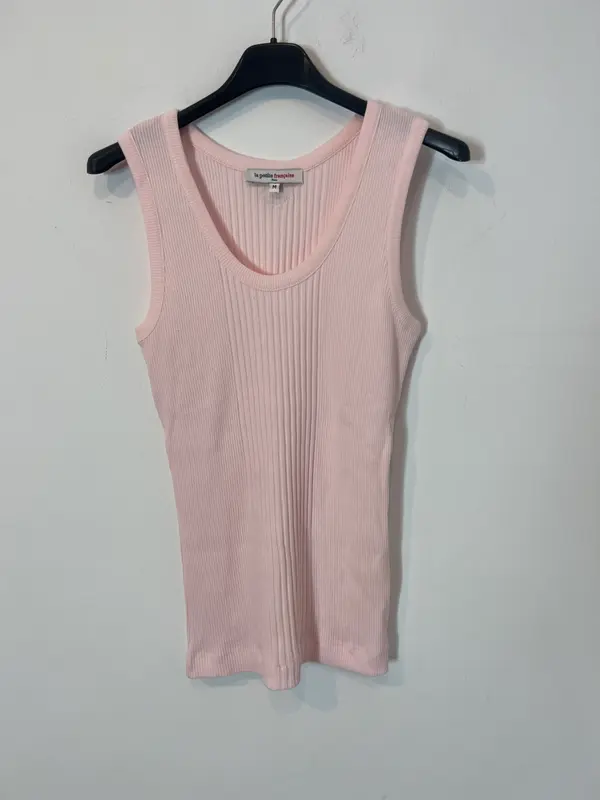 LA PETITE FRANÇAISE. Top canalé rosa T.m