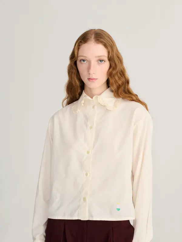 Lace ending poplin shirt