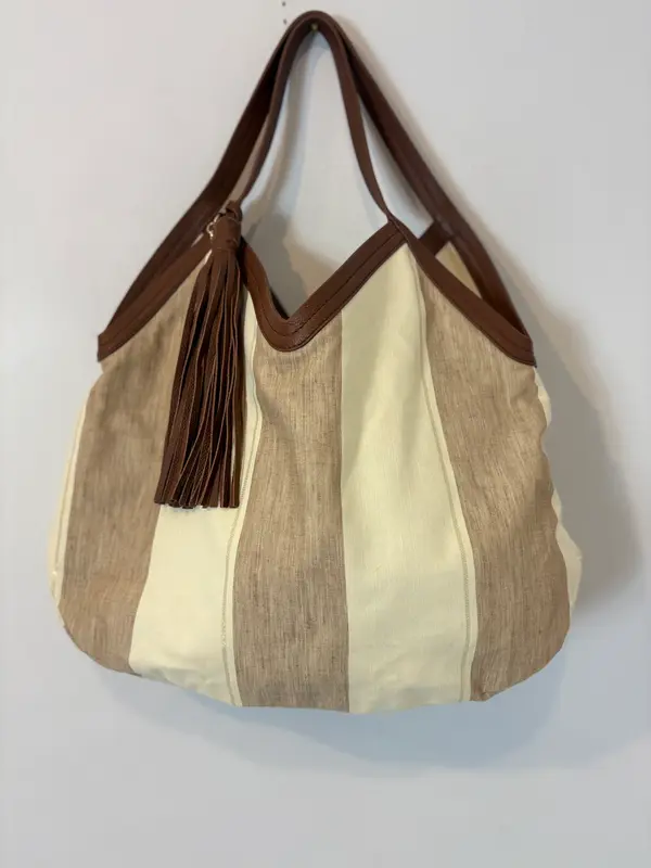LATOUCHE. Bolso de hombro piel rayas