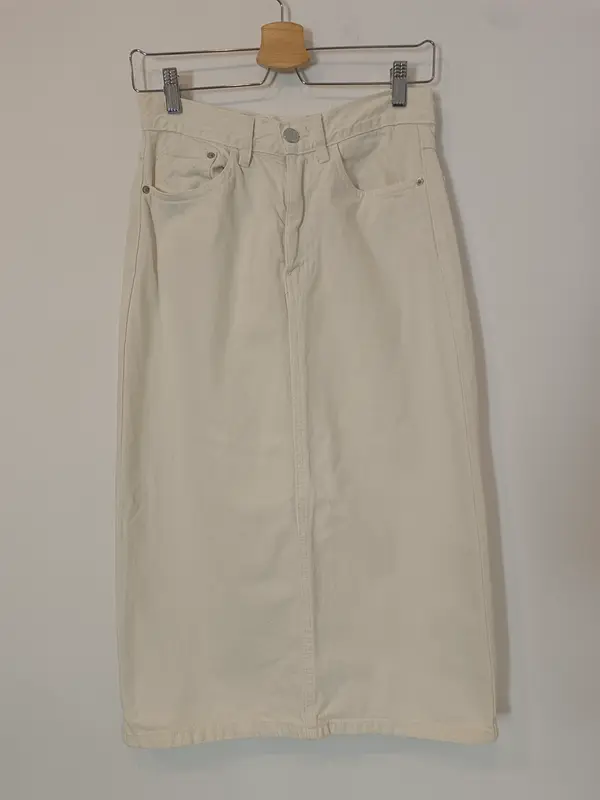 LEFTIES. Falda midi denim beige T.s