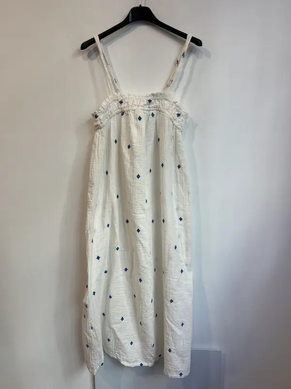 LEFTIES. Vestido midi blanco textura. T S
