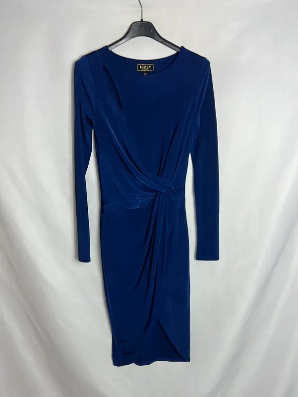 LIPSY LONDON. Vestido azul elastico cruzado. T 34