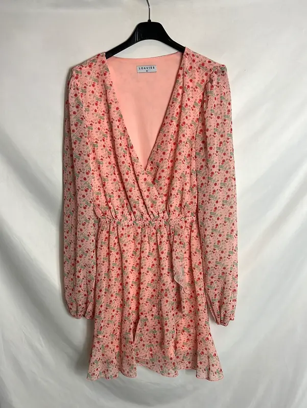 LOAVIES. Vestido rosa flores T XS (S)