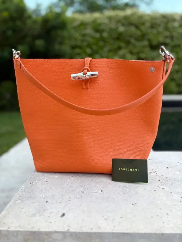 LONGCHAMP. Bolso naranja de hombro