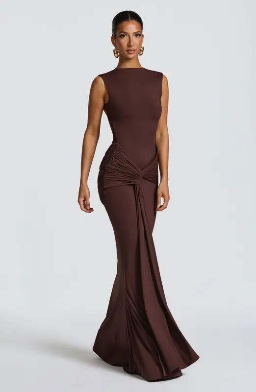 LORENZA VESTIDO LARGO - MARRÓN CIRUELA